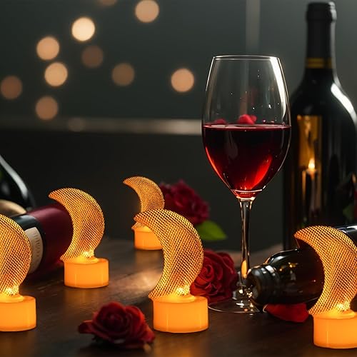 Miniatura 5 de 6 velas de té de luna (hierro), velas LED sin llama que funcionan con pilas para regalos de vacaciones, velas votivas LED mini eléctricas falsas