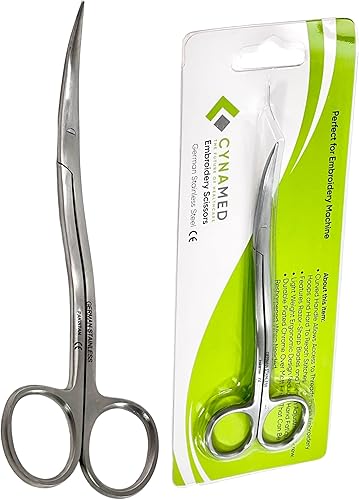 Miniatura 7 de Cyanmed 1 Ea Premium - Tijeras bordadas curvadas con mango doblado de 6 pulgadas perfectas para bordar a máquina acero inoxidable peso ligero