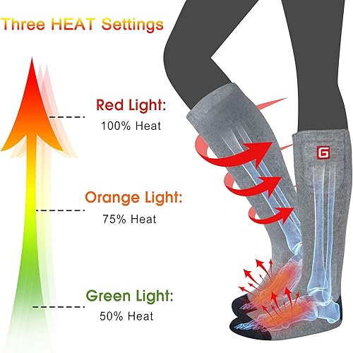 Miniatura 10 de Autocastle Calcetines calefactables para hombre, recargables, con pilas, calentadores de calor, calentados por batería, calentadores de pies, para