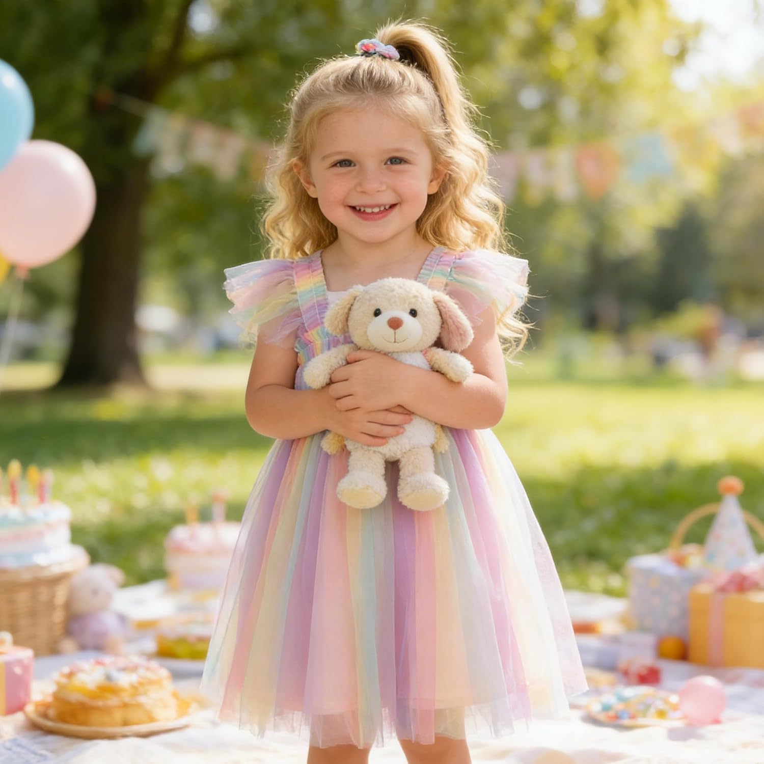 AGQT Baby Girls Tulle Dress Toddler Flower Fairy Wings Tutu Dresses 6M-5T | 3D Butterfly Gowns for Wedding, Birthday, Party, Holiday, Photoshoot, Baptism, Party, Flutter Sleeve Princess Dress Up