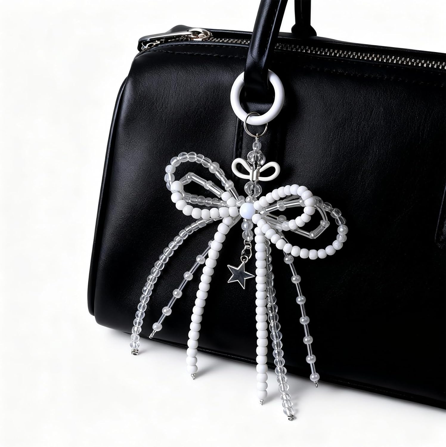 Bow Keychain for Women Beaded Bowknot Bag Charm Cute Bag Charms for Handbags Christmas Jewelry Gifts - Image 3