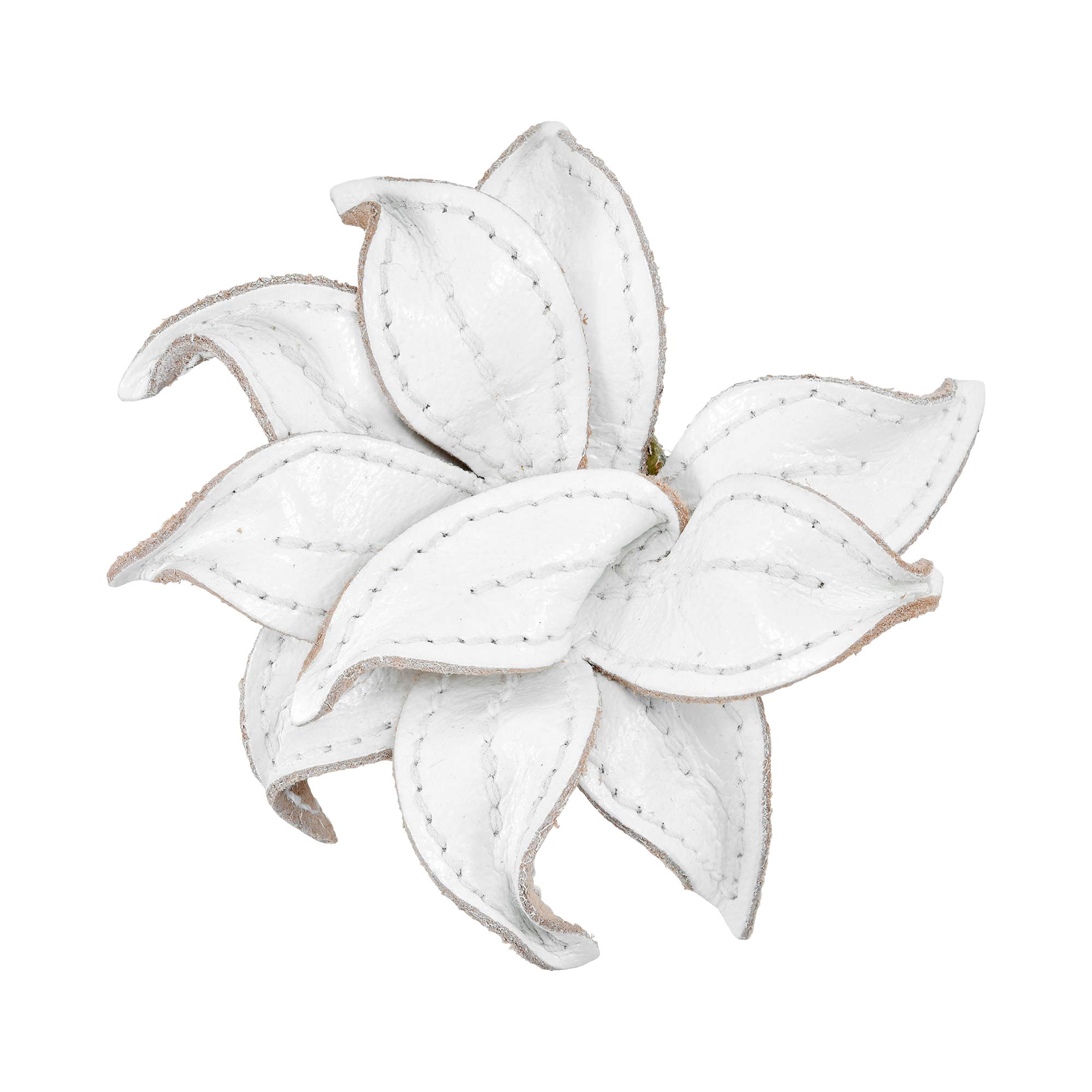 AeraVidaClassic Elegant White Genuine Beautiful Leather Lily 2 in 1 Event and Daily Multi-Wear Brooch Pin or Hair Clip