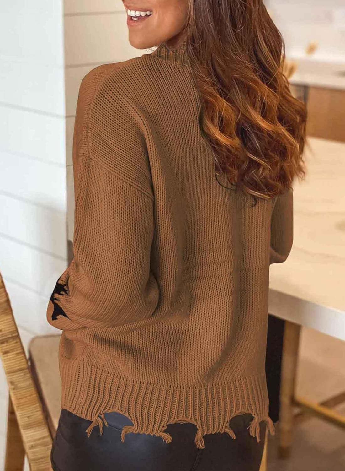 Women Sweater Fall Star Pullover Long Sleeve Crewneck Casual Cute Sweaters Tops - Image 4