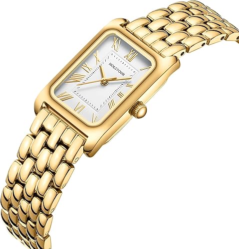 Miniatura 2 de Relojes para mujer, pulsera vintage, esfera romana, caja rectangular, reloj dorado, impermeable, con herramientas