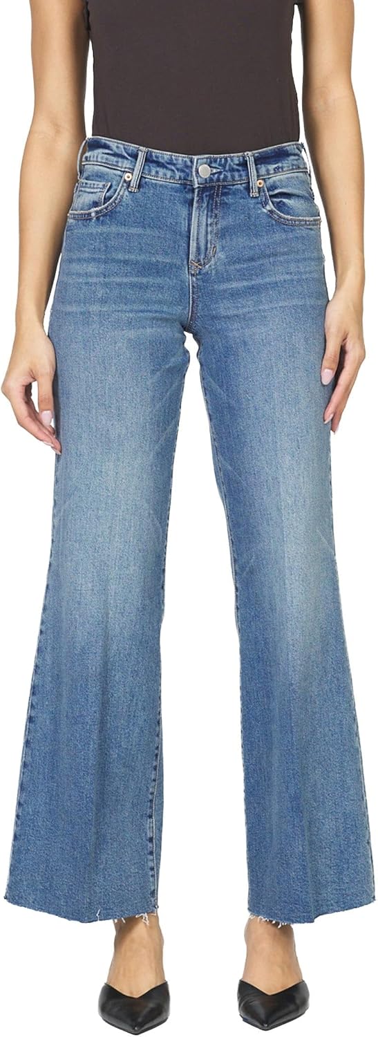DEAR JOHN Micah Jean Women ’s Mid Rise Wide Leg Cut Off Hem Denim