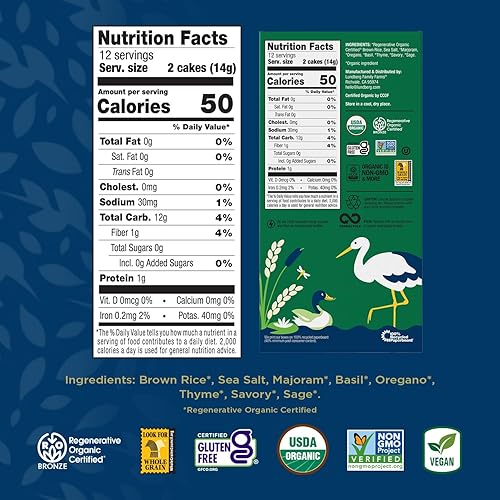 Miniatura 2 de Lundberg Apiladores finos orgánicos, albahaca y tomillo, 6 onzas (paquete de 6), pasteles de arroz finos, sin gluten, veganos, bocadillos saludables