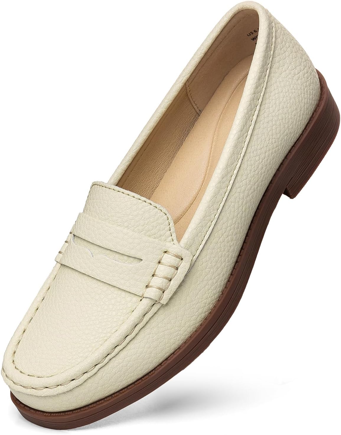 Geoeleph Women's Comfortable Leather Penny Loafers Cute Slip on Business Casual Dress Shoes Office Work Flats Lightweight Everyday Walking Shoes for Women