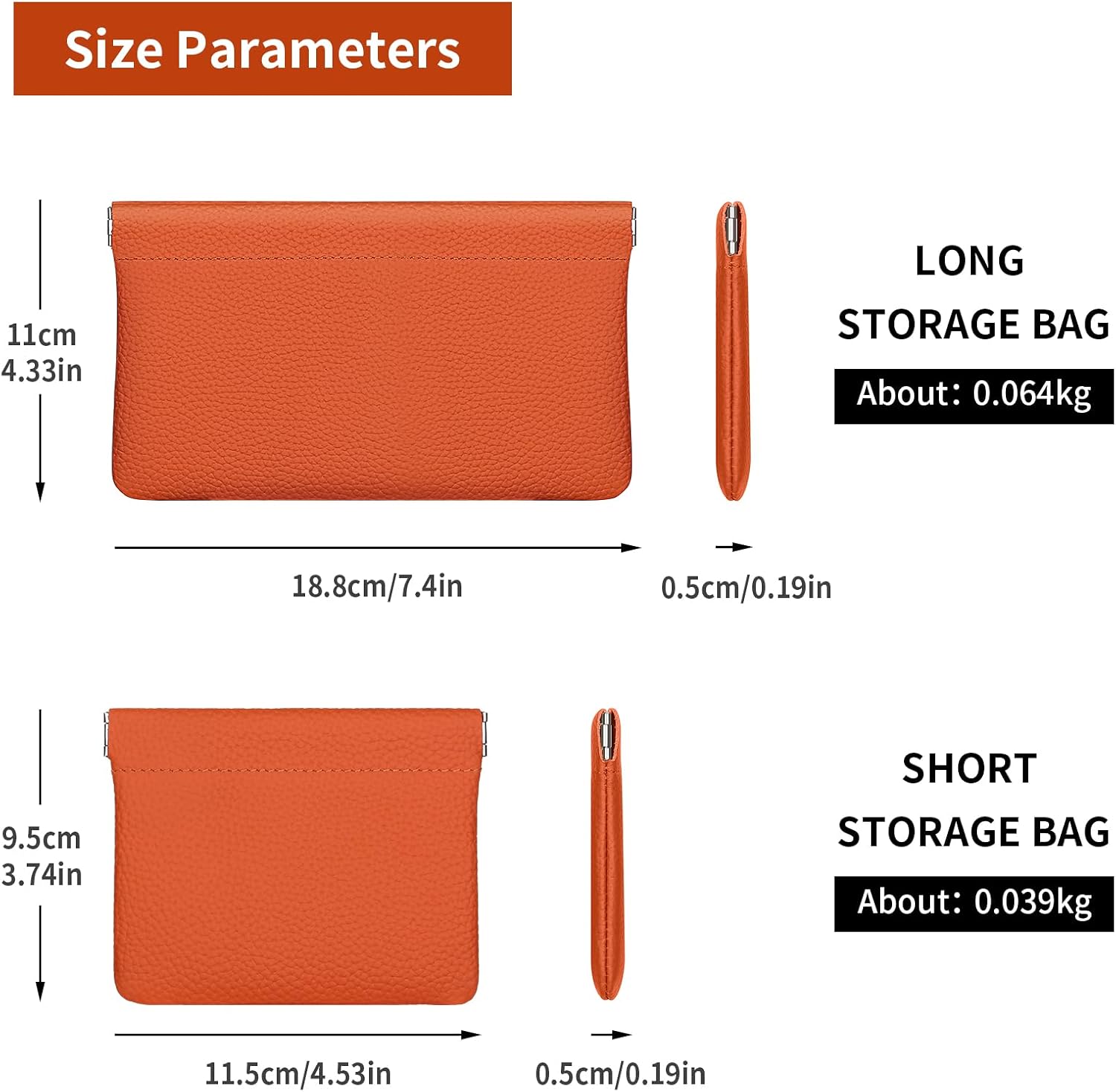 2PCS Genuine Leather Mini Cosmetic Bag for Travel, Genuine Leather Pocket Cosmetic Bag for Purse Genuine Squeeze Coin Purse Waterproof Portable Zipperless Self-Sealing image 5