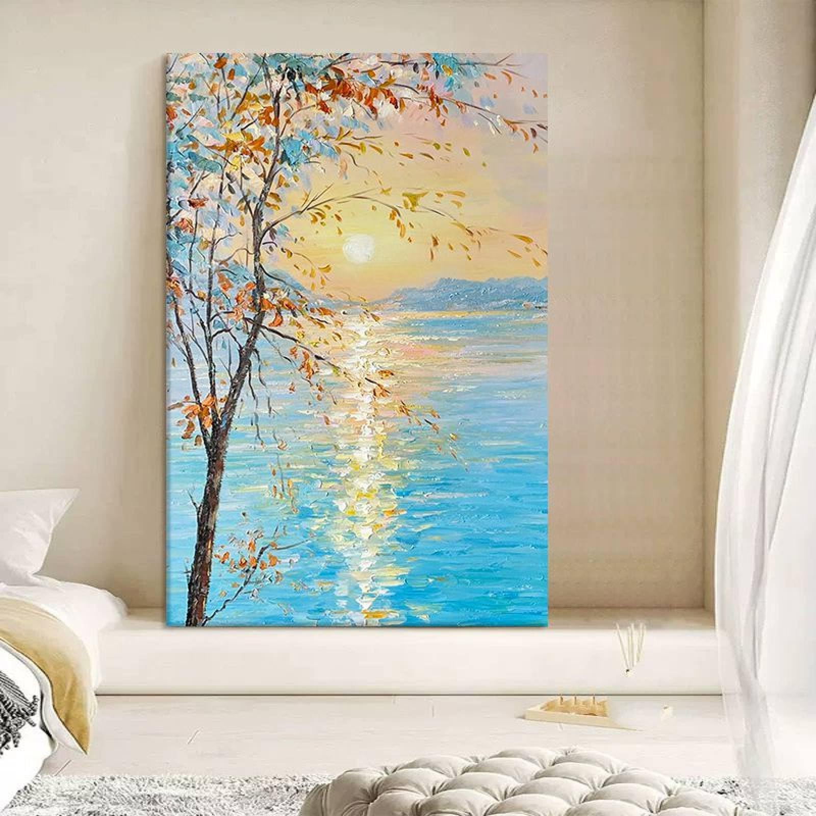 Peinture d'art mural moderne grand format pour habiller un grand mur de salon