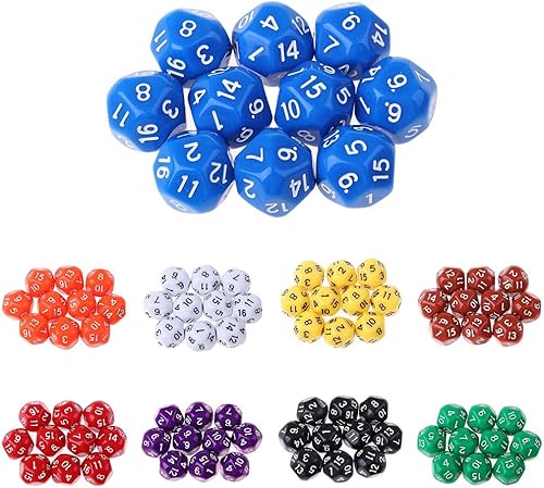 Miniatura 3 de 10 piezas de 16 caras D16 de acrílico Dados de mesa Juego de mesa Accesorios Juguetes para educación o suministros escolares (color  morado)