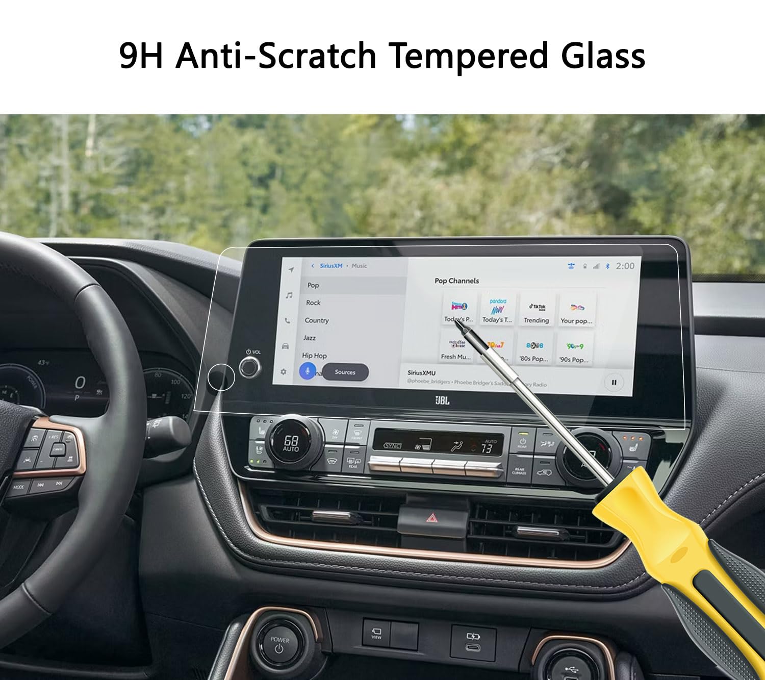 Für 2025 2024 Toyota Grand Highlander Displayschutzfolie Panzerglas für Grand Highlander Hybrid XLE/Limited/Platinum 12,3 Zoll Navigation Touchscreen Zubehör High Clear
