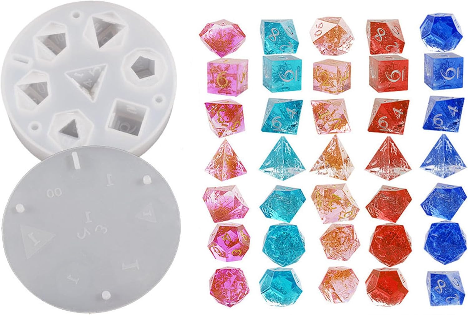 Xidmold Dice Moulds for Resin, Silicone Dice Mold with Letter Number