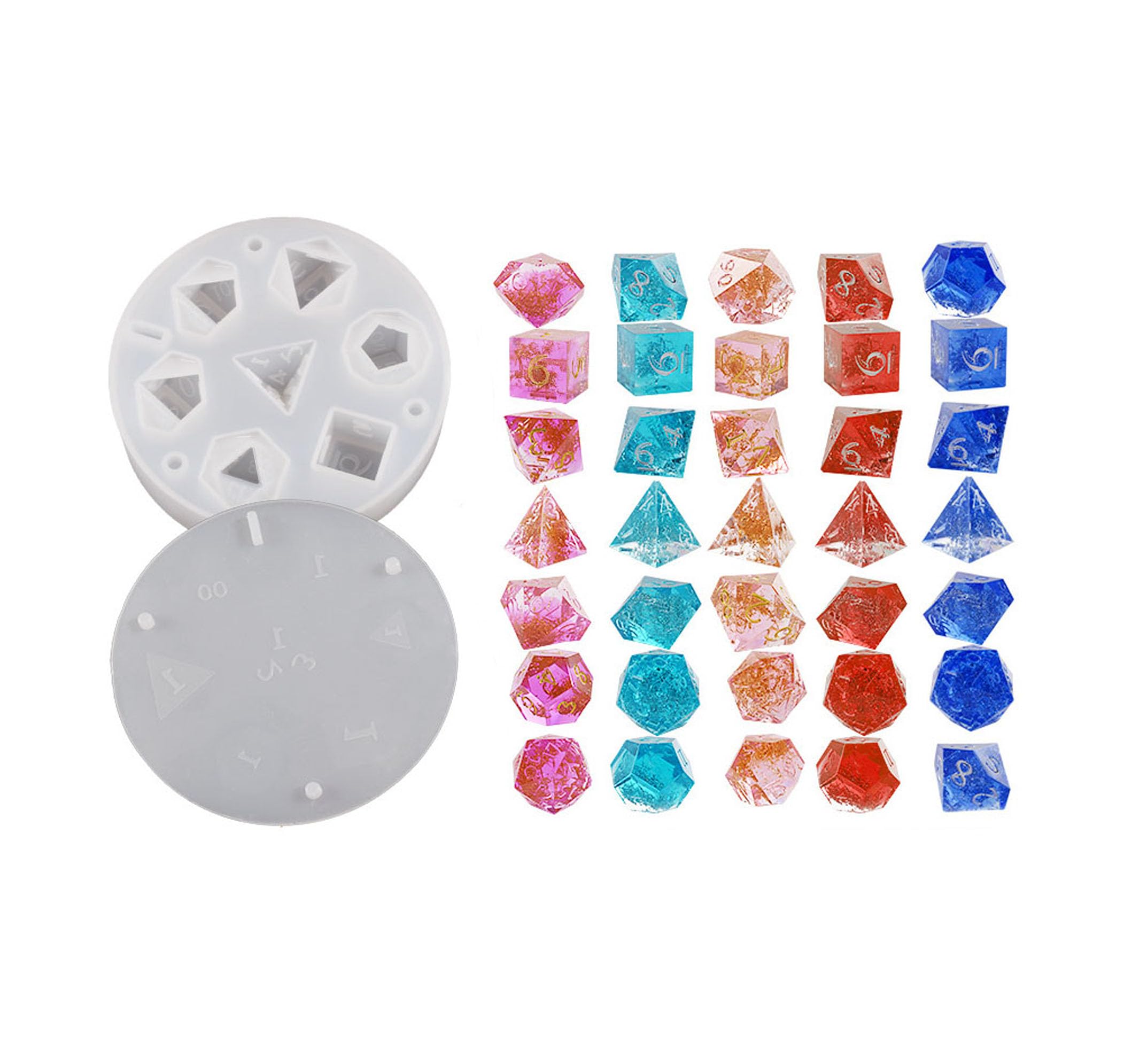 Dice Moulds for Resin, Silicone Dice Mold with Letter Number, 3D Resin Dice Mold for Dice Making, Table Board Game