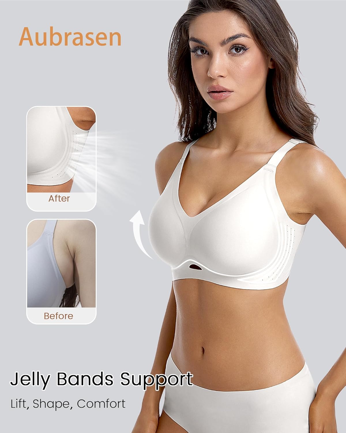 Wireless Jelly Bras for Women No Underwire Push Up Bralette Breathable Soft Comfortable T-Shirt Bra Everyday Wear - Image 2