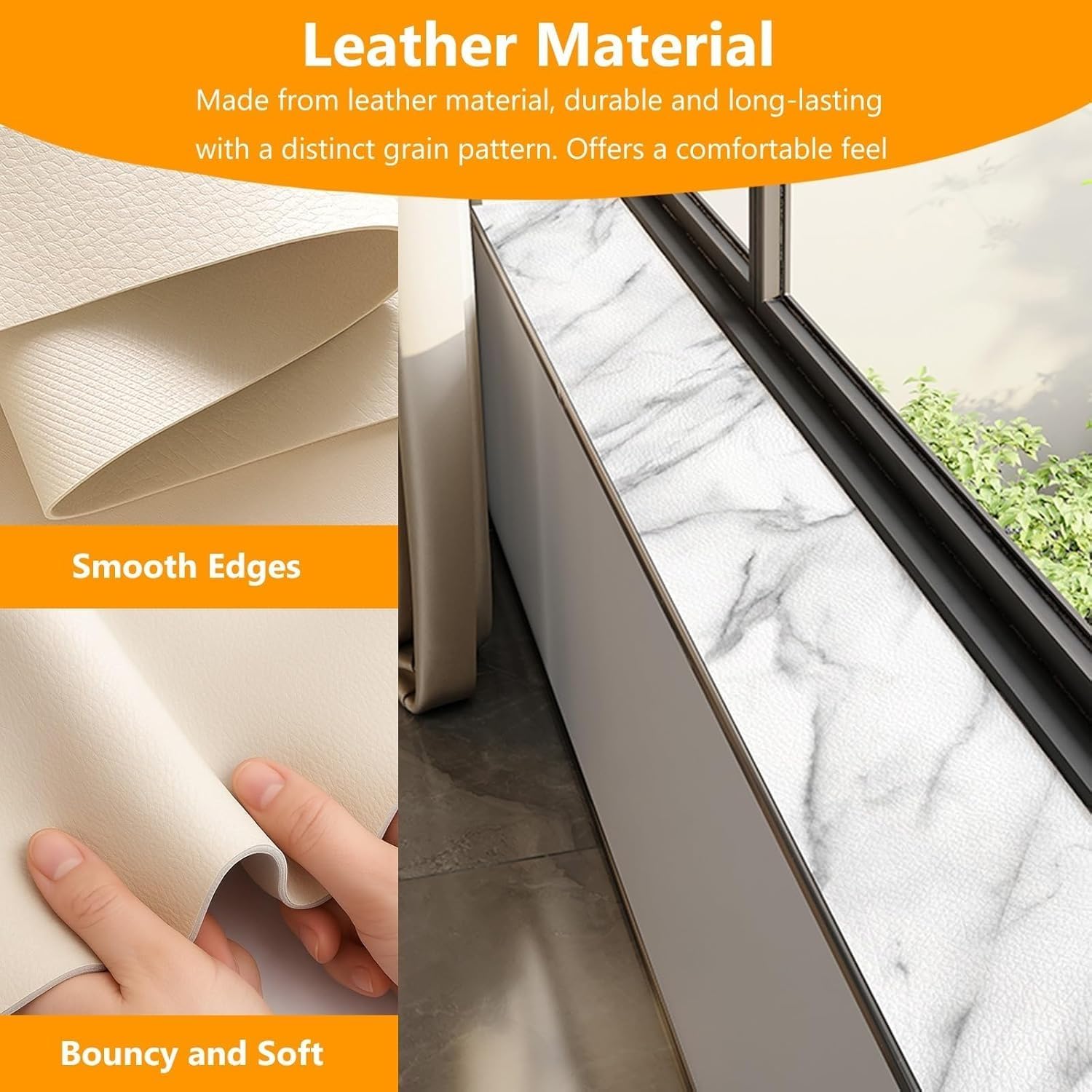 JIAYING 猫用窓枠プロテクターパーチ 大理石模様装飾レザー窓枠マット 滑り止め窓枠シートカバー ナイトスタンド＆コーヒーテーブ