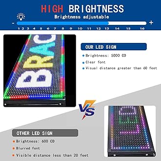 HS Programmable Scrolling Led Sign, Digital Signs Outdoor Waterproof ,Electronic Message Display Board ,Open neon Signs, Full Color High Brightness Big P10 77’’x20’’for Business Store Advertisement Public, APP control
