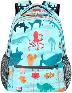 Mochila escolar coral Octopus para meninas, estudantes, resistente à água, peixe tropical, viagem, escola, para mulheres/homens, faculdade, Multi, Medium