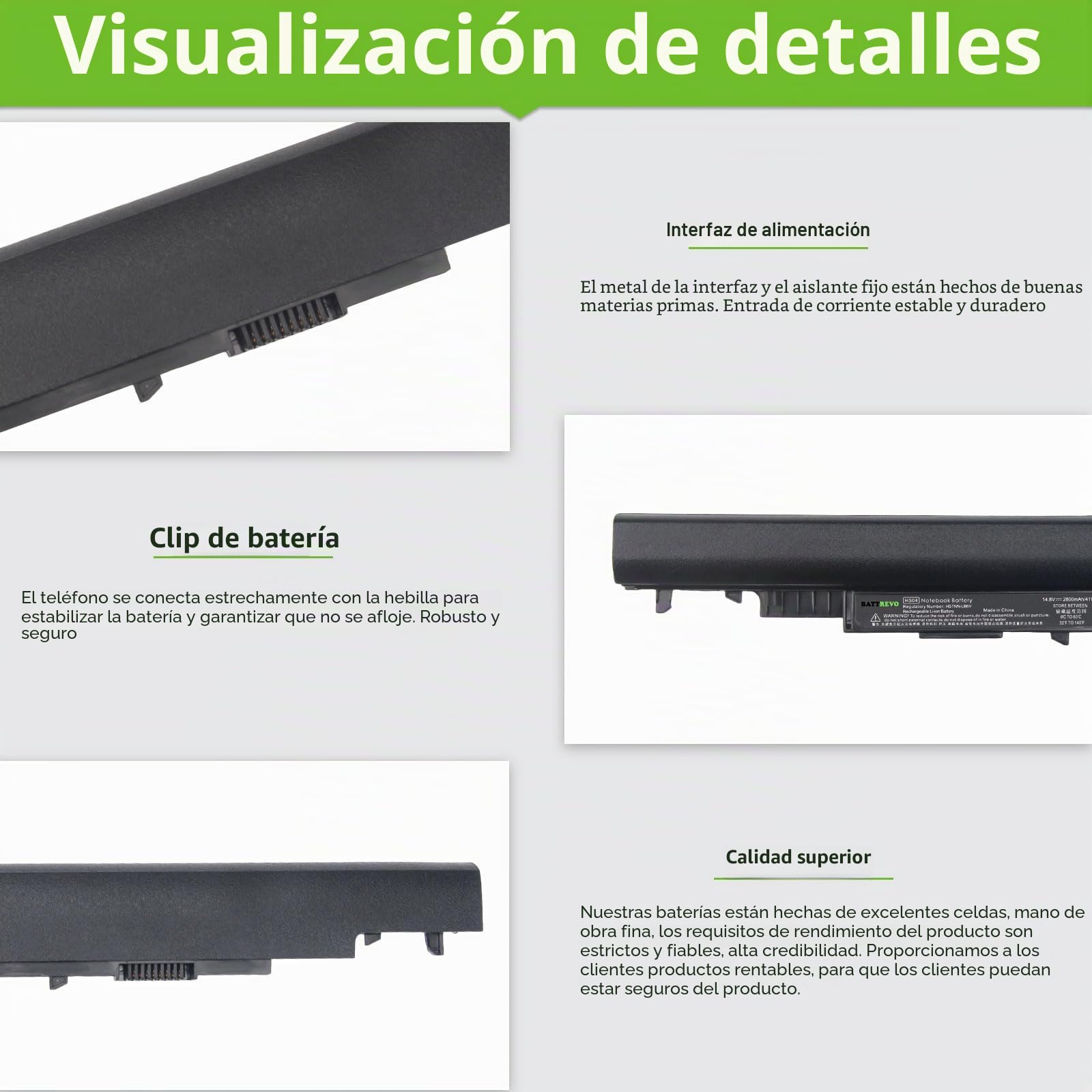 HS04 Batería 41Wh/2800mAh HS03 para Portátil HP 807957-001 807956-001 para HP 240 G4 245 G4 246 G4 250 G4 807611-421 807612-421 HSTNN-LB6V HSTNN-LB6U 15-AF067SA 15-BA042NG TPN-I119