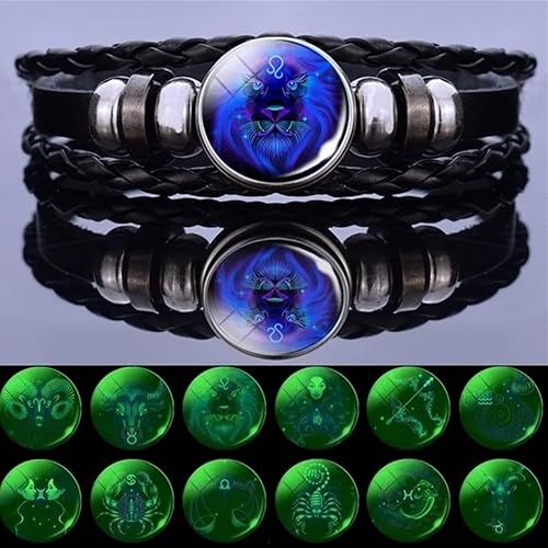 Miniatura 5 de 2 pulseras de cuero del zodiaco de constelación multicapa, pulsera de cuero negro vintage, ajustable, hecha a mano, pulsera tejida a mano, joyería