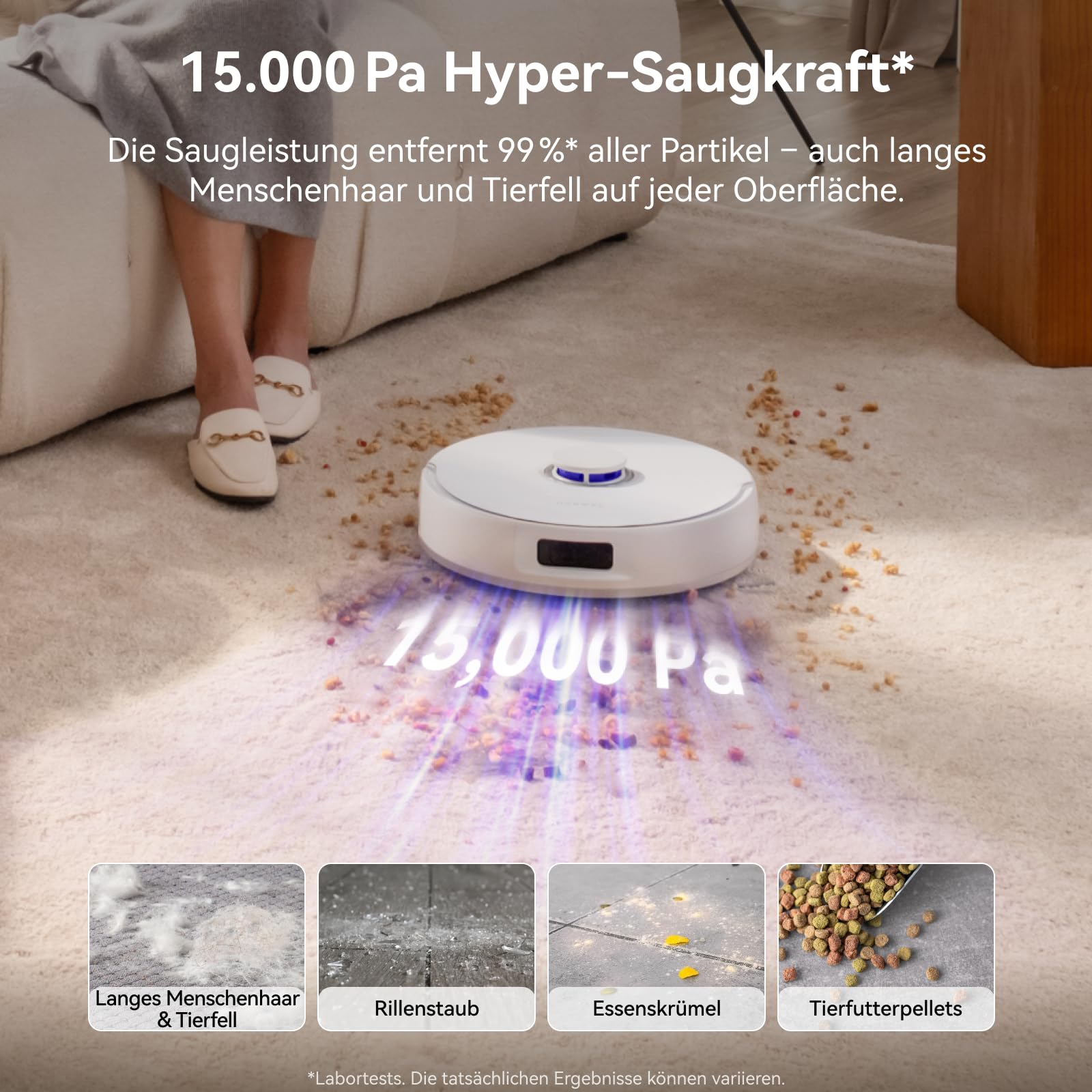 NARWAL Freo Z10 Saugroboter mit Wischfunktion, 15.000 Pa, 75°C heißes Wasser Mop Waschen, Auto-Trocknung Entleerung, Intelligente Hindernisvermeidung, Anti-Tangle-Bürsten Für Tierhaare