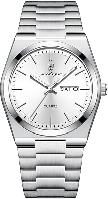 Date Week Men Watch Stainless Steel Casual Fashion Quartz Man Wristwatch