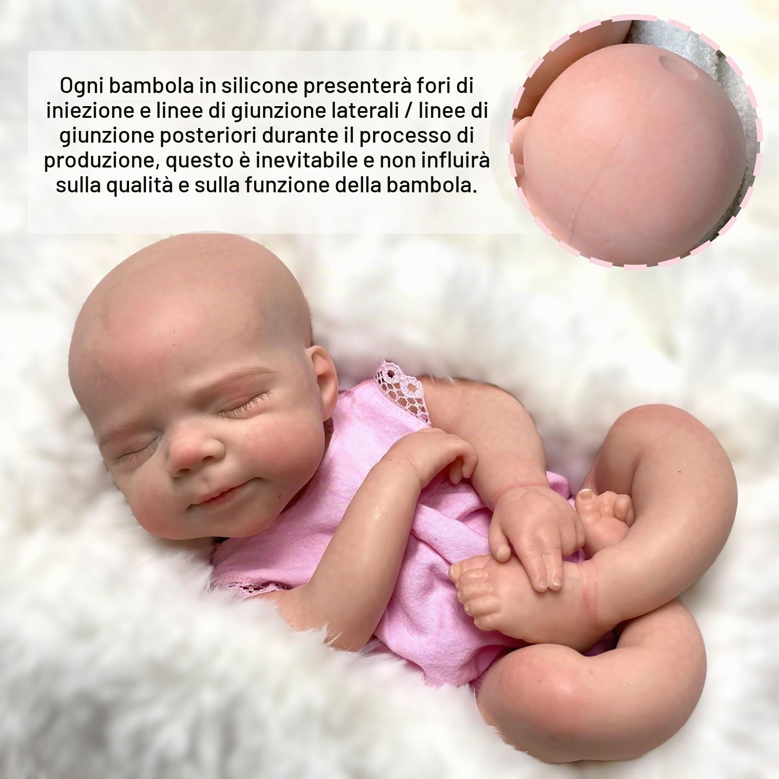 Gileutay 33cm Realistico Bambole Reborn Ragazza Bambola in Silicone Pieno E Solido Neonati Addormentati Dipinti a Mano per Bambina