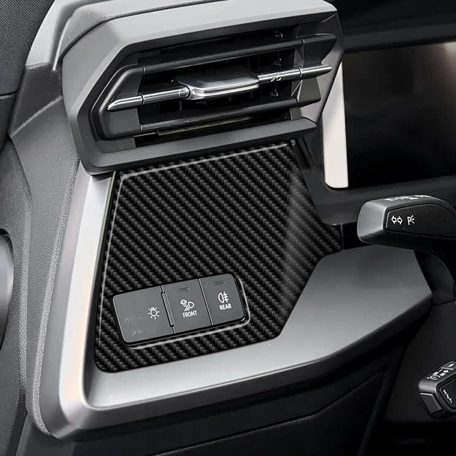 KUNGKIC Para Audi A3 S3 8Y 2020 2021 2022 2023 2024 2025 Fibra de Carbono Coche Consola Central Dash Pegatinas Decorativas Interior Accesorios 4 Unidades (Negro)