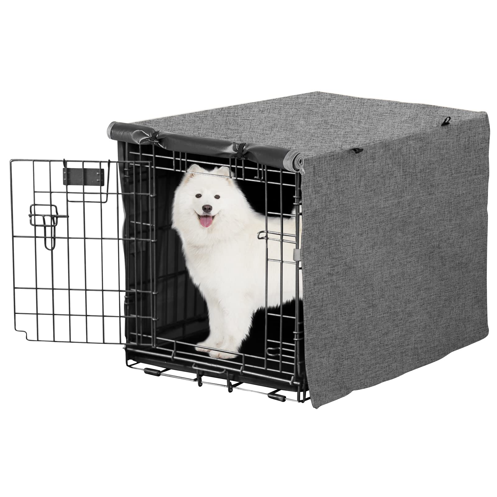 X-ZONE PET Funda para jaula de perro de doble puerta, cubierta de poliéster para perrera (se adapta a cajas de alambre de 24, 30, 36, 42 y 48 pulgadas)
