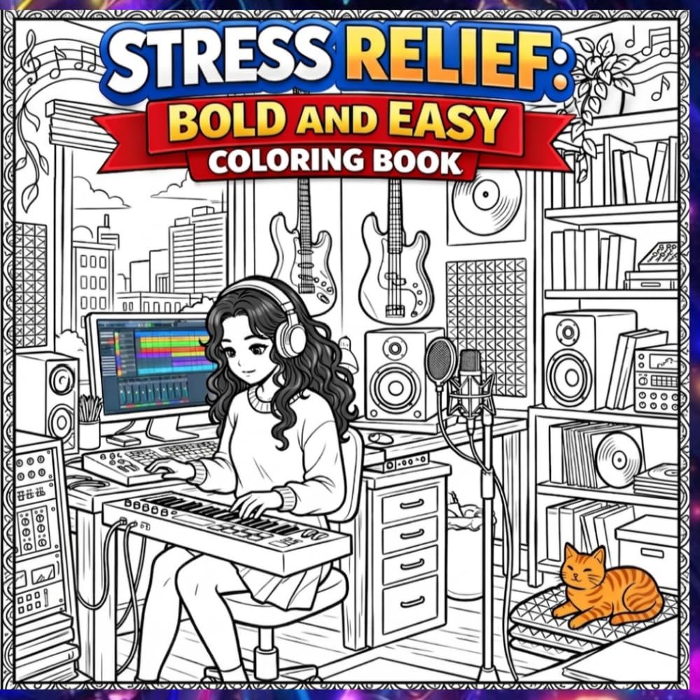 Stress Relief: Bold and Easy & cosy coloring book, 150 page
