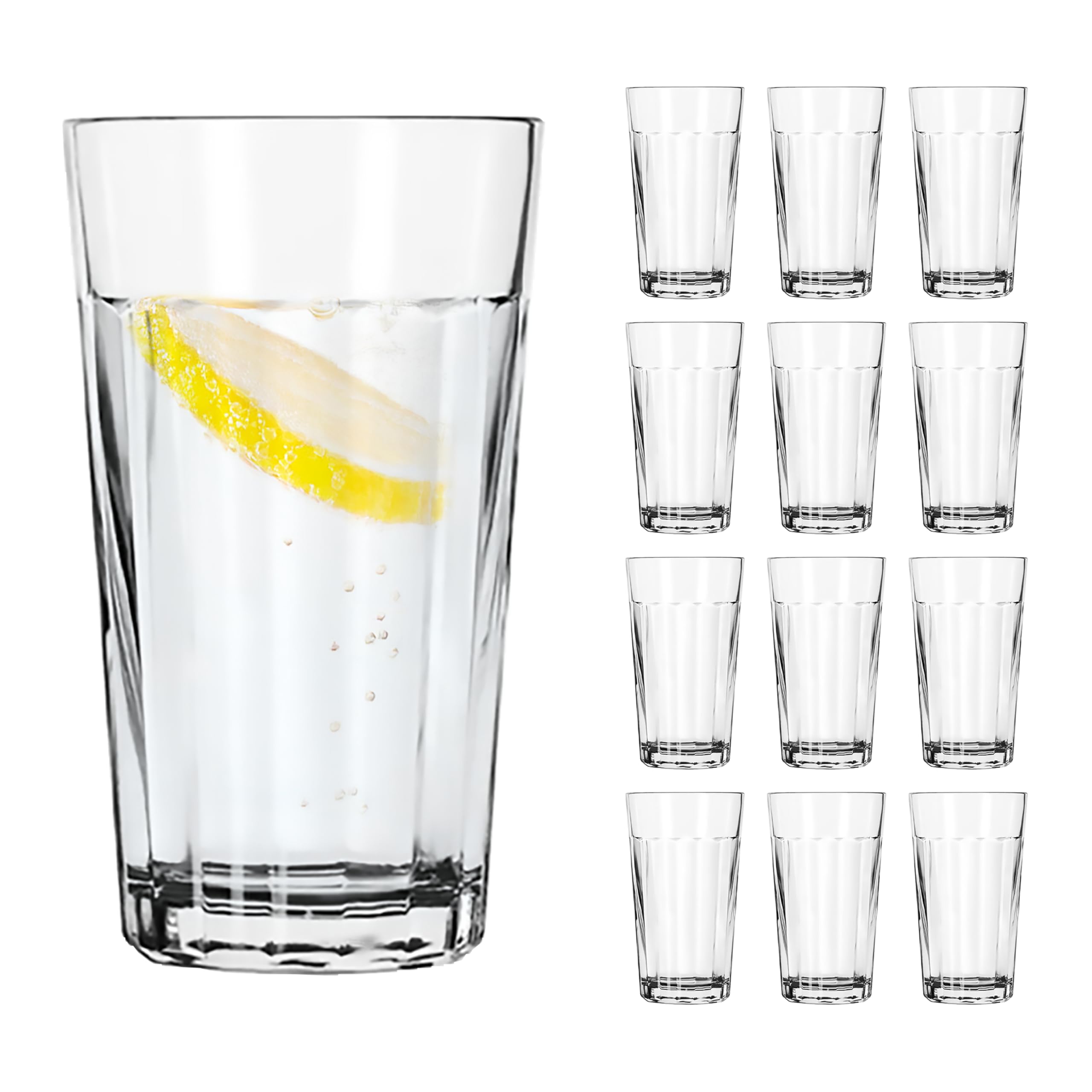 "Paneled Tumblers" Drinking Glass 355 ml Set of by Libbey – 12 Ounces, 355.0 milliliters, Glass, Transparent, Model 70665