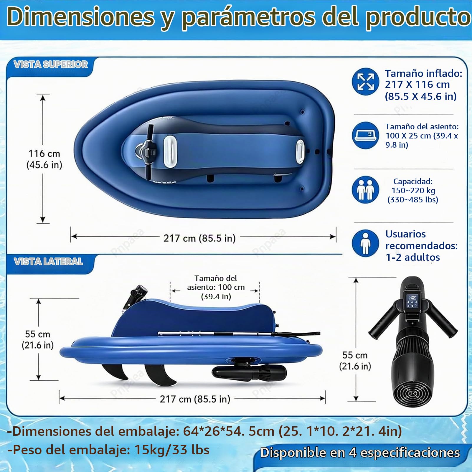 Motor 500w/700w Brushless Moto De Agua Hinchable, Propulsor AcuáTico, Lancha Hinchable Electrica,Potente HéLice para Surf, Pesca Y Buceo para Adulto A
