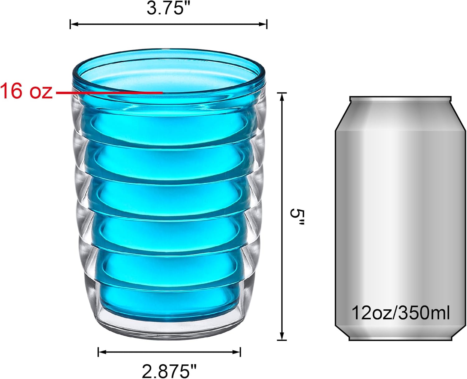 Amazing Abby - Arctic - 16-Ounce Insulated Plastic Tumblers (Set of 4), Double-Wall Plastic Drinking Glasses, Mixed-Color Reusable Plastic Cups, BPA-Free, Shatter-Proof, Dishwasher-Safe, (AA-0648) - Image 4