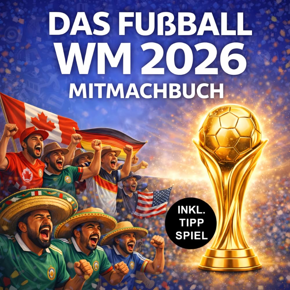 Das Fußball WM 2026 Mitmachbuch: Inkl. Tippspiel - Rätseln, Tippen & Ausfüllen - Mit Spielplan, Fakten, Quiz & Challenges zur Weltmeisterschaft - Der perfekte WM-Begleiter für echte Fußballfans