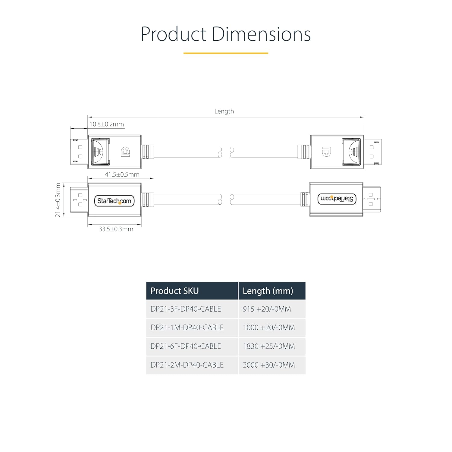 StarTech.com 3m (10ft) DisplayPort 2.1 Cable, VESA Certified DP40 DisplayPort Cable w/UHBR10/HDR/HDCP 2.2, 8K 60Hz w/DSC 1.2a
