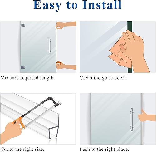 Miniatura 9 de EAISMON Tira de sellado para puerta de ducha sin marco, paquete de 2 unidades x 78 pulgadas de alto para puerta de ducha de vidrio de 38 pulgadas de