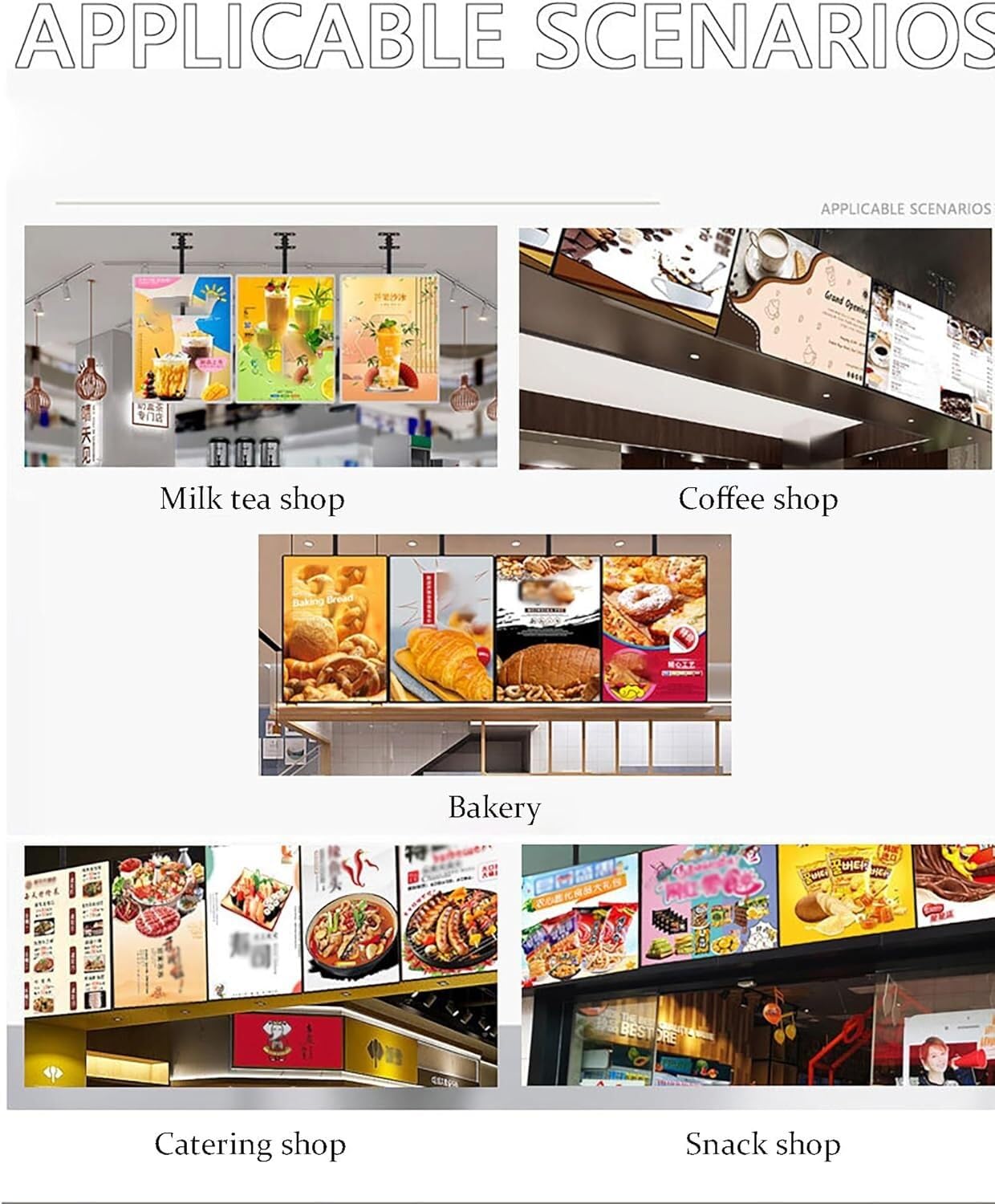 Pantalla de visualización de carteles iluminada, tablero de menú retroiluminado LED de montaje en pared, visualización de menú de ventana for restaurante, publicidad de tienda (3 piezas/juego)(50*70cm