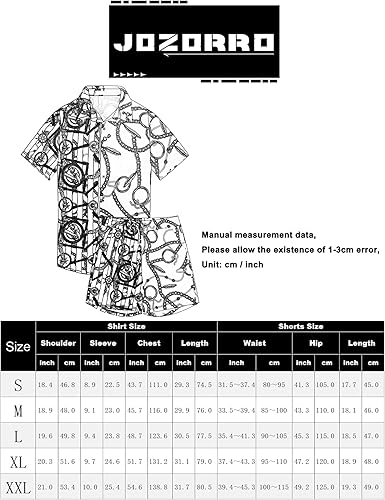 Miniatura 6 de JoZorro Conjunto de camisa hawaiana para hombre, camisas casuales con botones, 2 piezas, trajes de playa de verano de lujo