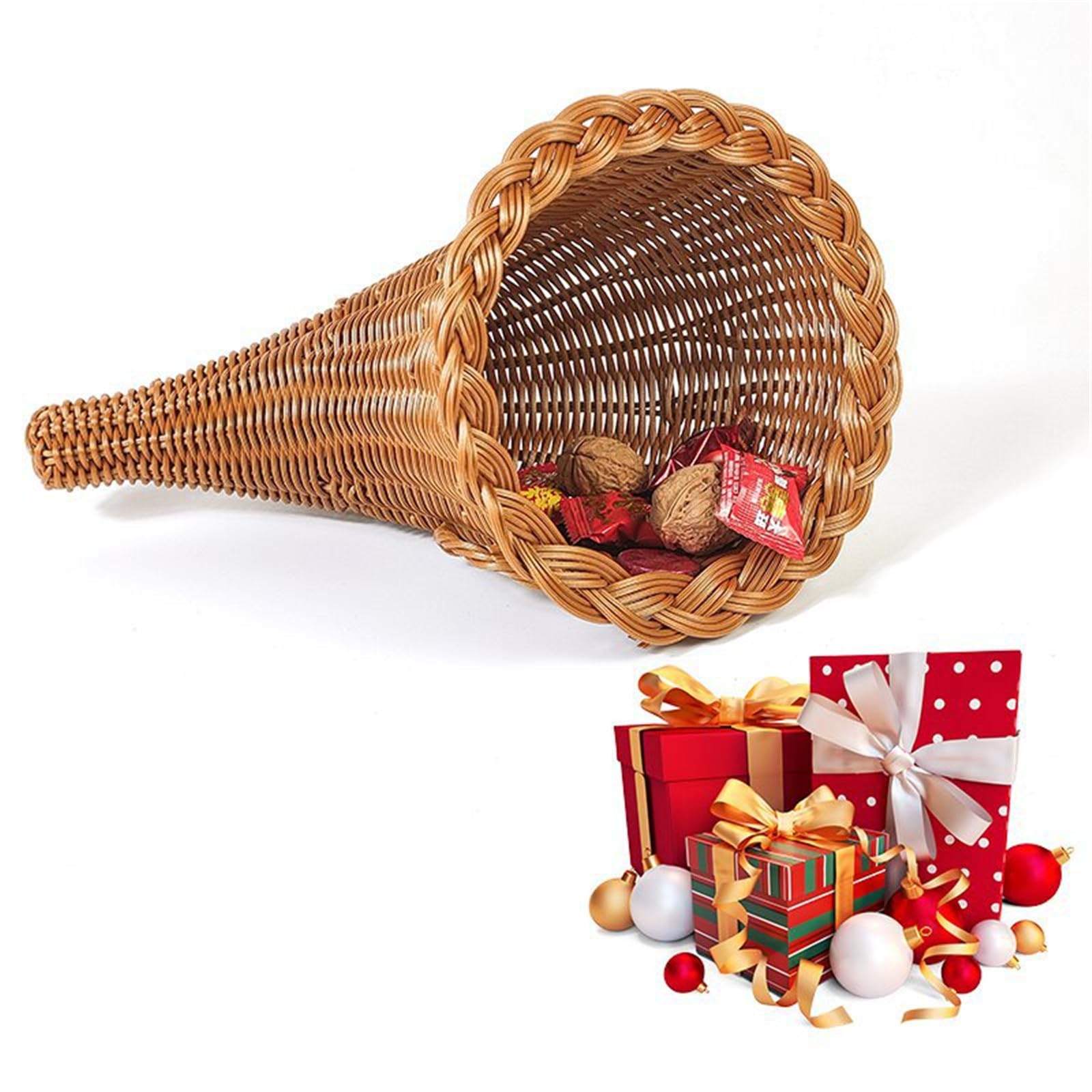 Christmas Ornaments Basket Woven Fruit Bread Holder For Home And Gifts Fruit Bread Storage Holder Convenient And Stylish