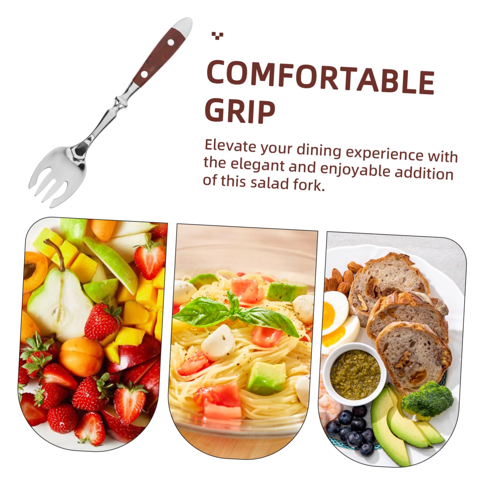 SOLUSTRE 5stücke Multifunktionale Dessert Und Salatgabel Mit Ergonomischem Holzgriff Edelstahlbesteck Für Familienfeiern Buffets Und Besondere Anlässe Für Zubereitung Und Genuss Von