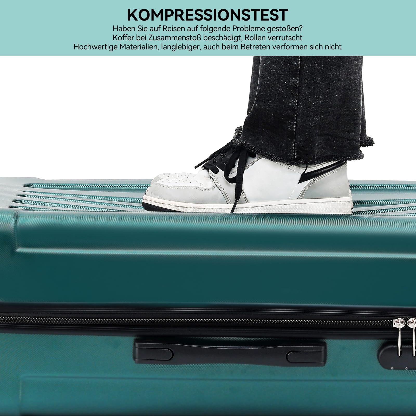 BEIBYE Zwillingsrollen Hardcase Reisekoffer Koffer Trolleys Hartschale in XL-L-M in 14 Farben (Dunkelgrün, Handgepäck (55cm))