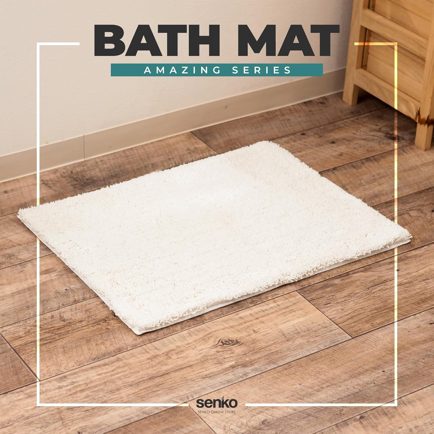 センコー(Senko) S.D.S Odor-Resistant Bathroom, Non-Slip Bath Rug Memory Foam Rugs, Bathroom Rug Cotton, Quick-Dry Restroom Rug (Green, 27.6 x 19.7 Inches)