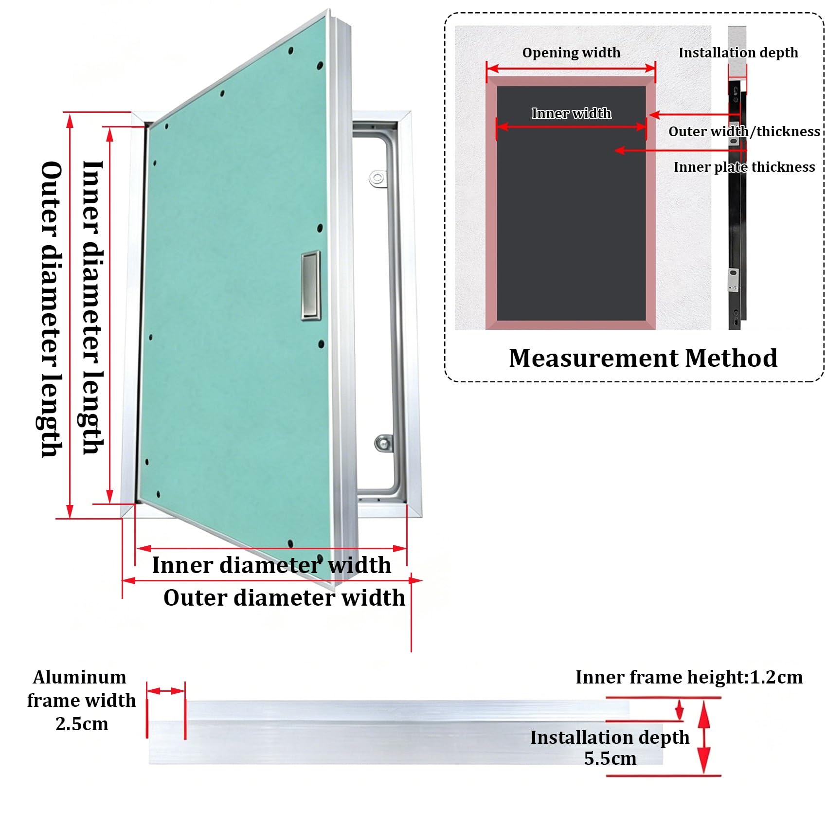 Registro de Inspección Aluminio, Tapa Registro Pladur Pintable