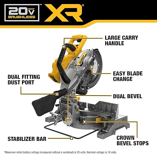 Miniatura 3 de DEWALT Sierra ingletadora fija de doble bisel de 20V MAX XR de 10 pulgadas (solo herramienta) (DCS714B)
