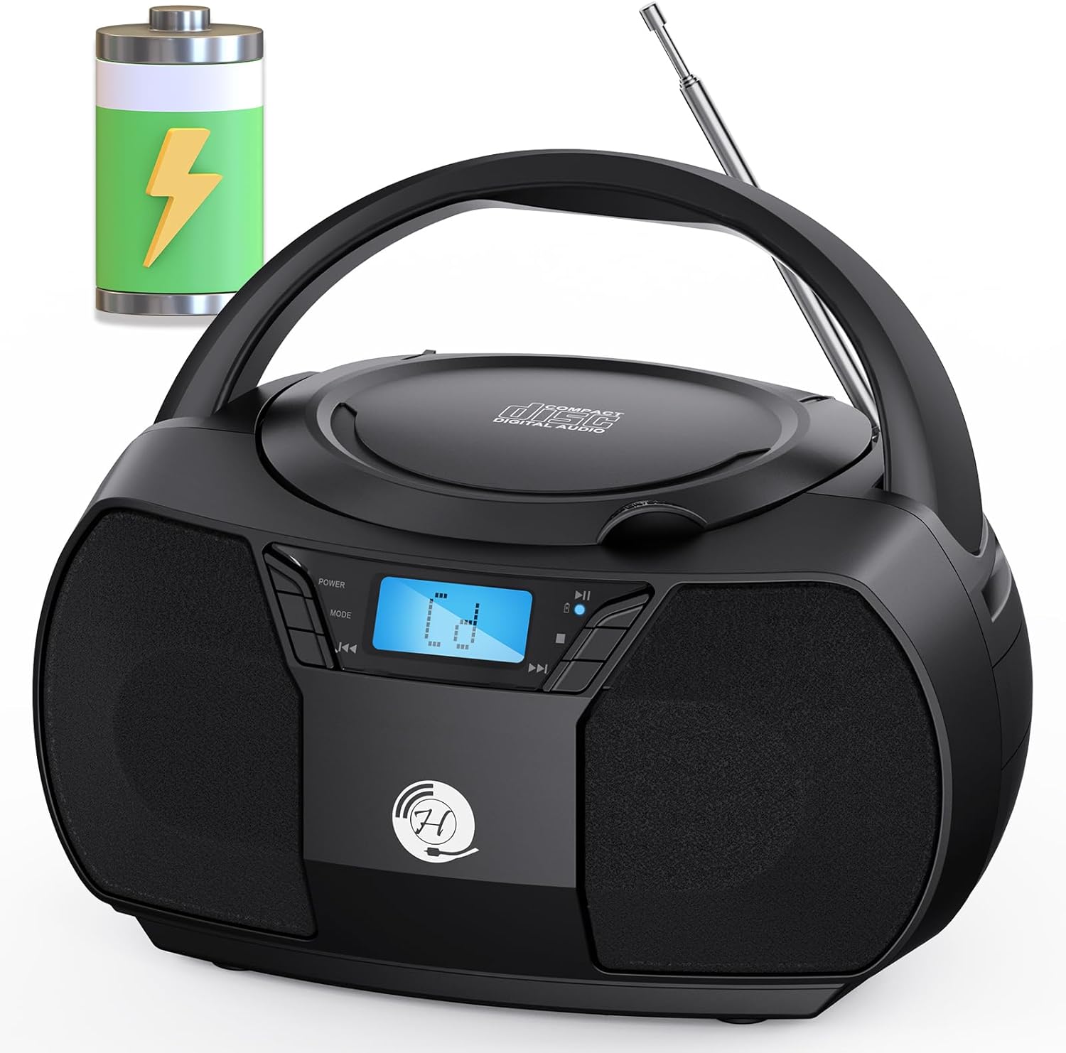 Bluetooth CD Player Boombox, Herneum Rechargeable Boom Box