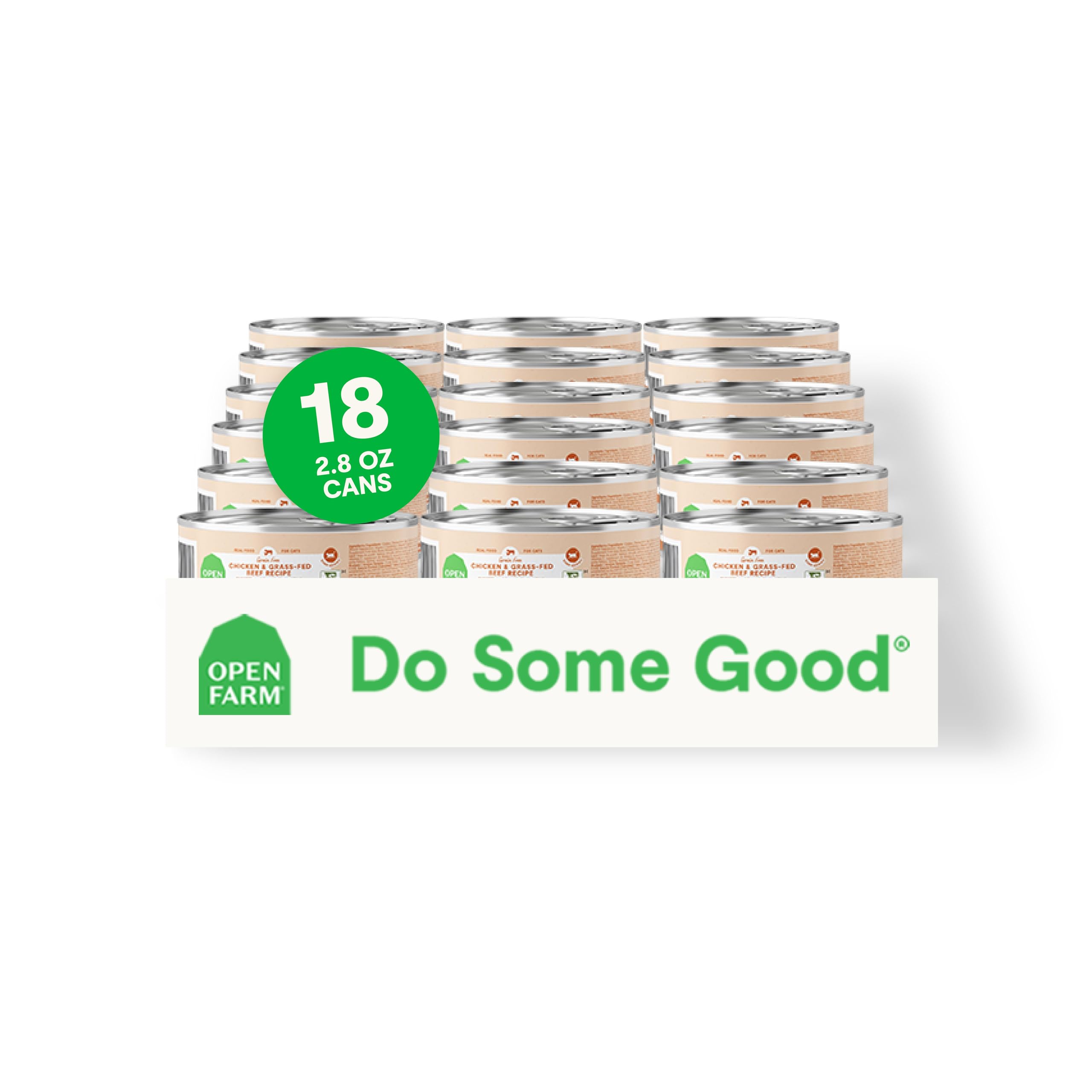 Open Farm Canned Cat Food, Pate for Complete & Balanced Nutrition, Grain Free and Legume-Free Wet Cat Food, Chicken & Beef Recipe, 2.8oz Cans (Case of 18)