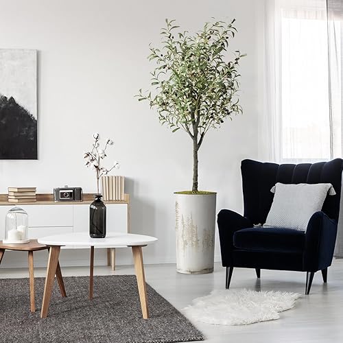 Miniatura 2 de SIGNWIN Plantas artificiales artificiales de olivo con maceta de pino marrón oscuro, 68 pulgadas