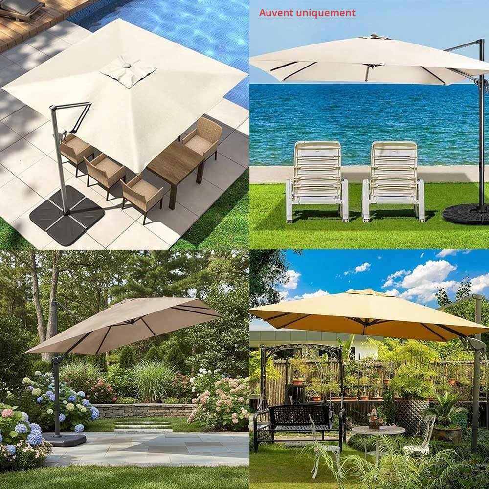 3.0x3.0m Housse De Rechange pour Parasol Rectangulaire Toile De Rechange pour Parasol Carré Dessus De Parapluie De Remplacement per Déporté Parapluie