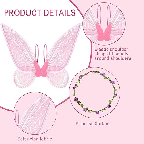 Vista 30 de U-Goforst Fairy Wings for Adults Women Butterfly Wings for Girls Angel Wing Halloween Costume Dress Up Cosplay Verde