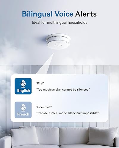 Miniatura 5 de SITERWELL Detector de humo funciona con pilas, alarma de humo con sensores fotoeléctricos y electroquímicos, alarma de incendio con alertas de voz