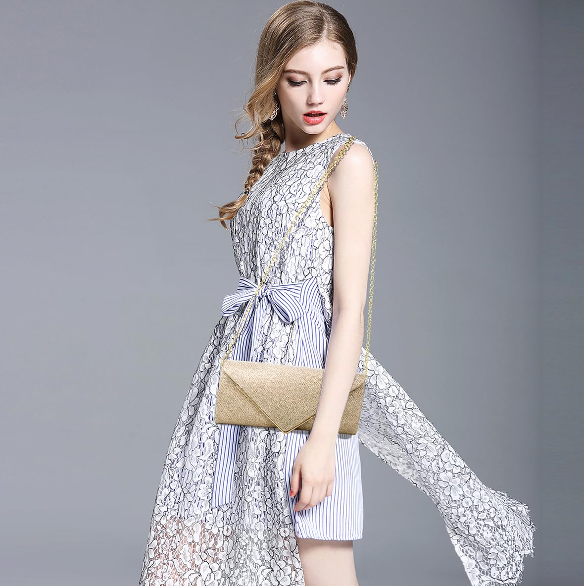 Clutch Purses for Women,Evening Bag Envelope Clutch with Detachable Chain Sparkle Elegance